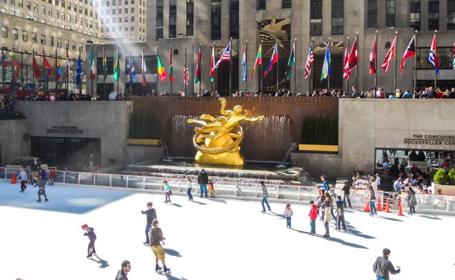 Pista de hielo en el Rockefeller Center, Nueva York