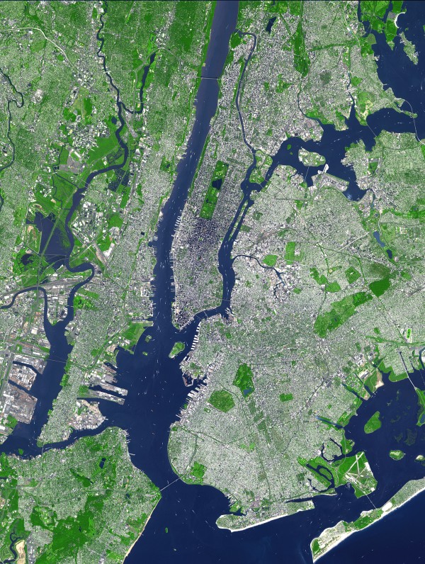 Vista satélite de Nueva York