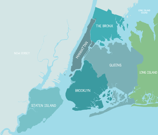 Mapa de los distritos de Nueva York