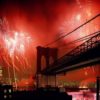 Fireworks over the Brooklyn Bridge